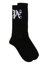 Palm Angels intarsia-logo ribbed socks - Nero