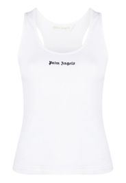 Palm Angels logo-print ribbed tank top - Bianco