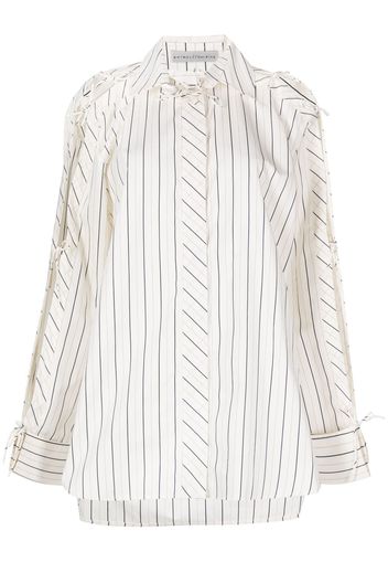 Palmer//Harding stripe-print lace-up shirt - Toni neutri