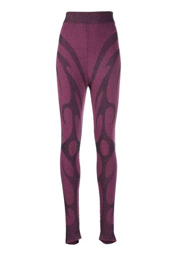 Paolina Russo Flame-print ribbed-knit leggings - Rosa