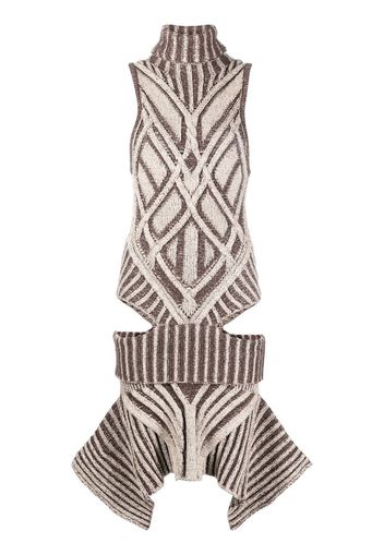 Paolina Russo Warrior knitted cut-out detail dress - Toni neutri