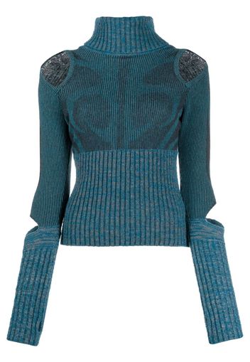 Paolina Russo Maglione a coste con dettaglio cut-out - Blu