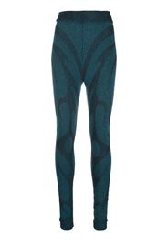 Paolina Russo ribbed-knit virgin wool leggings - Blu