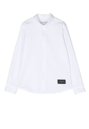 Paolo Pecora Kids logo-patch button-up shirt - Bianco