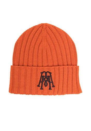 Paolo Pecora Kids embroidered-logo ribbed beanie - Arancione