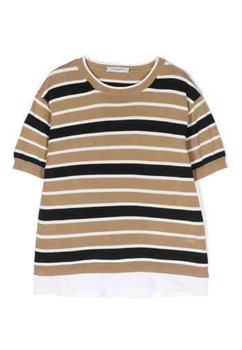 Paolo Pecora Kids stripe-pattern knitted T-shirt - Toni neutri