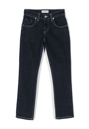 Paolo Pecora Kids logo-patch contrast-stitching jeans - Blu