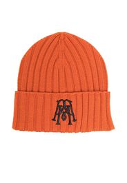 Paolo Pecora Kids embroidered-logo ribbed beanie - Arancione