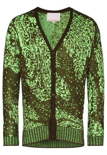 Paria Farzaneh intarsia-knit buttoned cardigan - Verde