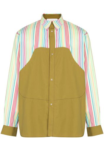 Paria Farzaneh panelled striped shirt - Verde