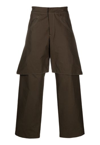 Paria Farzaneh layered straight-leg cotton trousers - Marrone