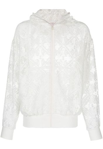 Paria Farzaneh lace zip-up cotton hoodie - Bianco