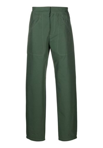 Paria Farzaneh contrast-stitching cotton trousers - Verde