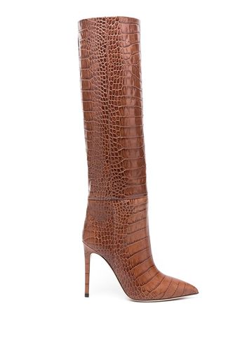 Paris Texas crocodile-embossed leather boots - Marrone