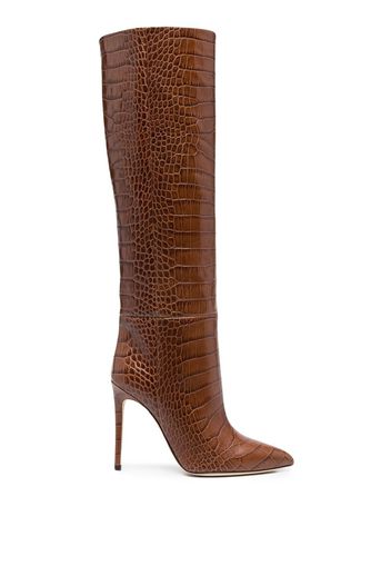 Paris Texas crocodile-embossed leather boots - Marrone