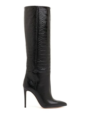 Paris Texas crocodile-effect 105mm knee-length boots - Nero