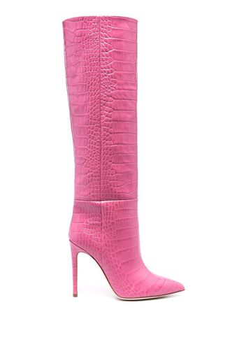 Paris Texas 120mm crocodile-effect knee-length boots - Rosa