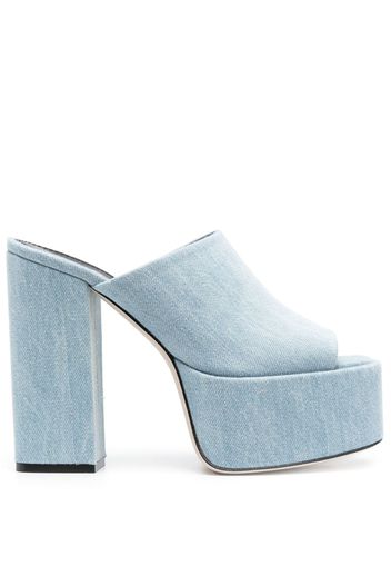 Paris Texas Sasha 140mm denim platform mules - Blu