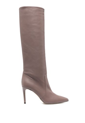 Paris Texas PT 85MM STILETTO KNEE HIGH POINT TOE BOOT LEATHER - TAUPE - TAUPE