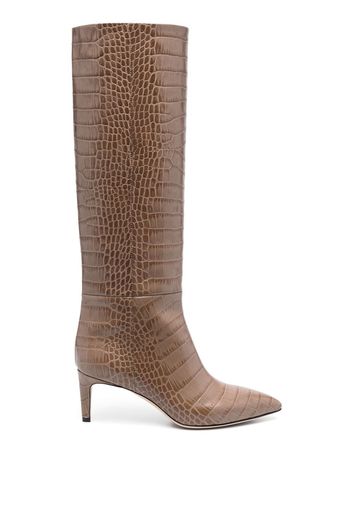 Paris Texas 65mm crocodile-effect leather boots - Marrone