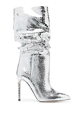 Paris Texas 105mm snakeskin-effect metallic boots - Argento