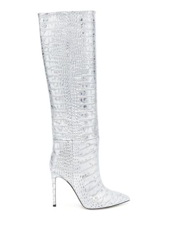 Paris Texas croc-effect knee-high boots - Argento