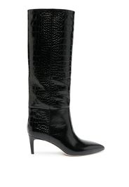 Paris Texas croc-embossed leather boots - Nero