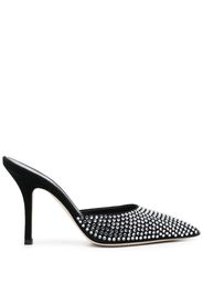 Paris Texas rhinestone 100mm leather mules - Nero