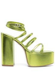 Paris Texas Melena 135mm metallic platform sandals - Verde