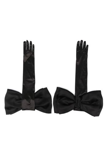 Parlor bow-detail satin gloves - Nero