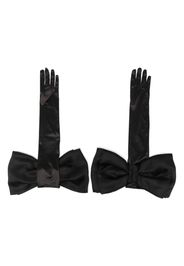 Parlor bow-detail satin gloves - Nero