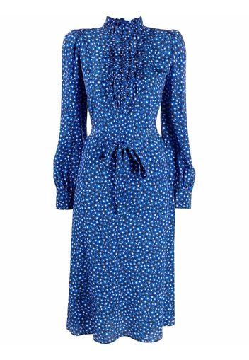 P.A.R.O.S.H. ruffle-detail floral-print silk wrap dress - Blu