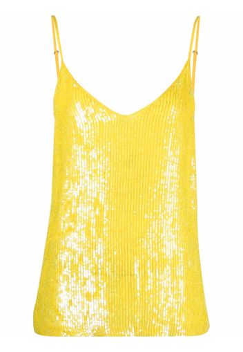 P.A.R.O.S.H. Top smanicato con paillettes - Giallo