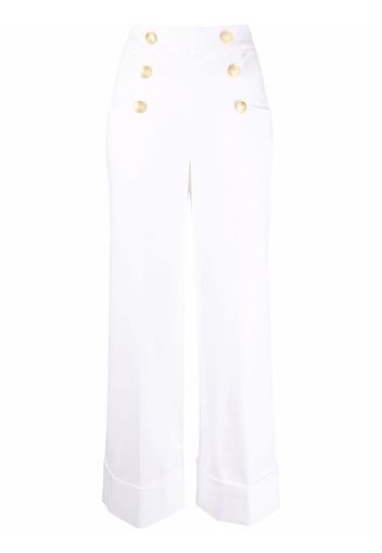 P.A.R.O.S.H. button-detail cropped wide-leg trousers - Bianco