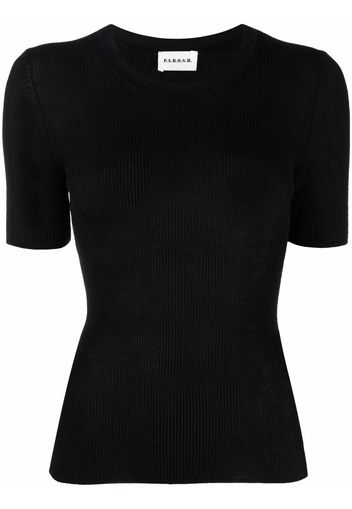 P.A.R.O.S.H. ribbed-knit short-sleeved top - Nero