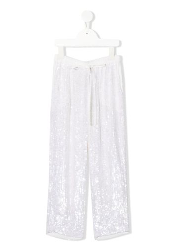 P.A.R.O.S.H. sequin-embelished loose-fit trousers - Bianco