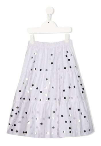 P.A.R.O.S.H. Cindera disc-embellished tiered skirt - Bianco