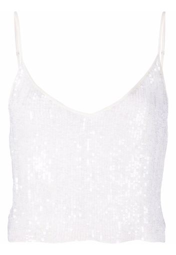 P.A.R.O.S.H. sequin-embellished cropped cami top - Bianco