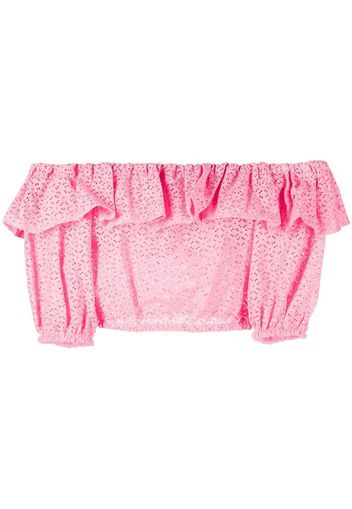 P.A.R.O.S.H. broderie-anglaise ruffled crop top - Rosa