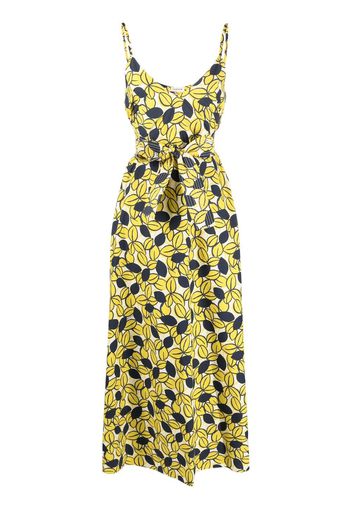 P.A.R.O.S.H. belted leaf pattern dress - Giallo