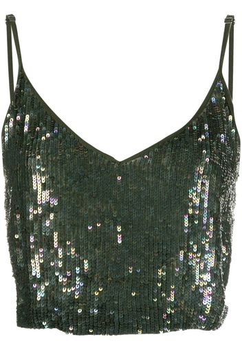 P.A.R.O.S.H. sequin-embellished cropped cami top - Verde