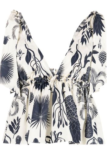 P.A.R.O.S.H. pineapple-print ruffle blouse - Toni neutri