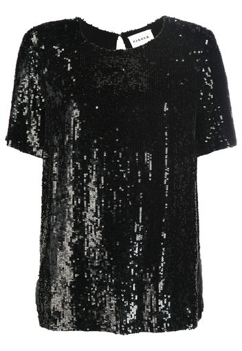 P.A.R.O.S.H. sequinned short-sleeve top - Nero