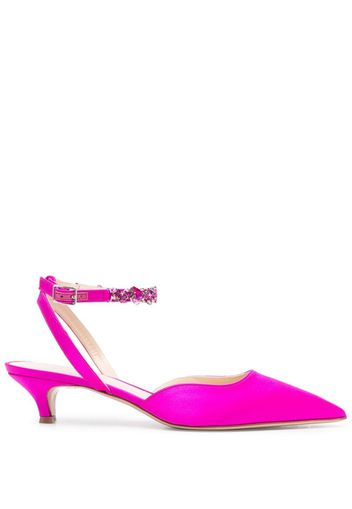 P.A.R.O.S.H. 50mm satin crystal-detail pumps - Rosa