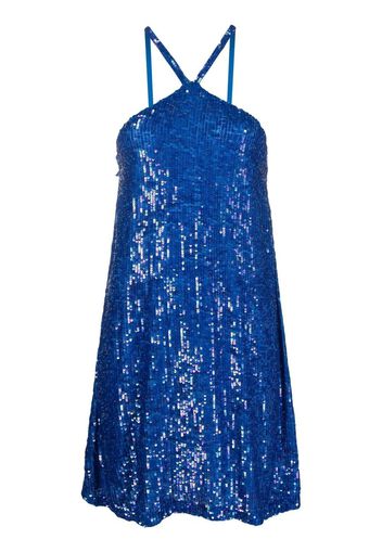 P.A.R.O.S.H. sequin-embellished halter mini dress - Blu