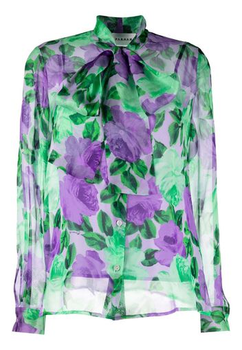 P.A.R.O.S.H. floral-print pussy-bow collar blouse - Verde