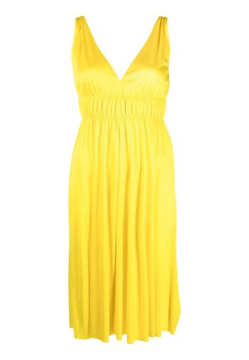 P.A.R.O.S.H. smocked-detail V-neck dress - Giallo