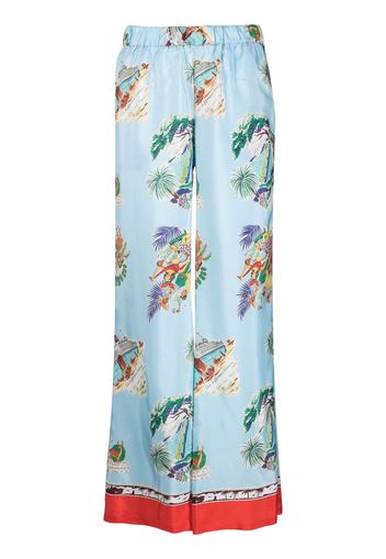 P.A.R.O.S.H. graphic-print wide-leg trousers - Blu