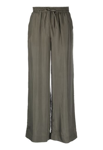 P.A.R.O.S.H. wide leg silk drawstring trousers - Verde