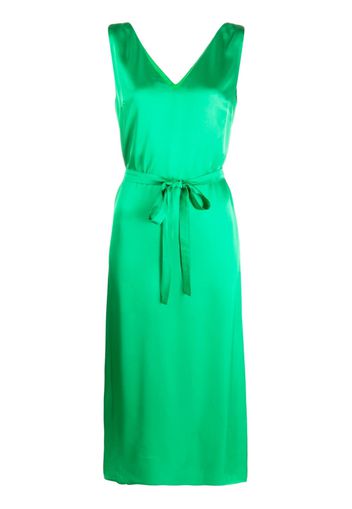 P.A.R.O.S.H. satin-finish V-neck dress - Verde